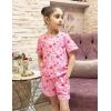 Arshiner Girls Pajamas Set Short Sleeve Sleepwear Summer Lounge Set Soft Pjs for Kids(Pink Smile Face)