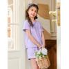 Arshiner Girls Pajamas Set Short Sleeve Sleepwear Summer Lounge Set Soft Pjs for Kids(Purple)