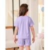 Arshiner Girls Pajamas Set Short Sleeve Sleepwear Summer Lounge Set Soft Pjs for Kids(Purple)