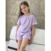 Arshiner Girls Pajamas Set Short Sleeve Sleepwear Summer Lounge Set Soft Pjs for Kids(Purple Star Moon)