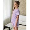 Arshiner Girls Pajamas Set Short Sleeve Sleepwear Summer Lounge Set Soft Pjs for Kids(Purple Star Moon)