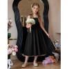 Arshiner Girls Summer Dress Maxi Spaghetti Strap Ruched Flowy Beach Boho Casual Teen Girl Sundress 6-14 Years(Black)