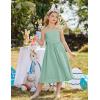 Arshiner Girls Summer Dress Maxi Spaghetti Strap Ruched Flowy Beach Boho Casual Teen Girl Sundress 6-14 Years(Green)