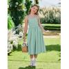 Arshiner Girls Summer Dress Maxi Spaghetti Strap Ruched Flowy Beach Boho Casual Teen Girl Sundress 6-14 Years(Green)