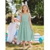 Arshiner Girls Summer Dress Maxi Spaghetti Strap Ruched Flowy Beach Boho Casual Teen Girl Sundress 6-14 Years(Green)