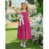 Arshiner Girls Summer Dress Maxi Spaghetti Strap Ruched Flowy Beach Boho Casual Teen Girl Sundress 6-14 Years(Hot Pink)