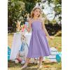 Arshiner Girls Summer Dress Maxi Spaghetti Strap Ruched Flowy Beach Boho Casual Teen Girl Sundress 6-14 Years(Lavender)