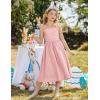 Arshiner Girls Summer Dress Maxi Spaghetti Strap Ruched Flowy Beach Boho Casual Teen Girl Sundress 6-14 Years(Pink)