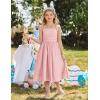Arshiner Girls Summer Dress Maxi Spaghetti Strap Ruched Flowy Beach Boho Casual Teen Girl Sundress 6-14 Years(Pink)
