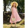 Arshiner Girls Summer Dress Maxi Spaghetti Strap Ruched Flowy Beach Boho Casual Teen Girl Sundress 6-14 Years(Pink)