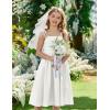 Arshiner Girls Summer Dress Maxi Spaghetti Strap Ruched Flowy Beach Boho Casual Teen Girl Sundress 6-14 Years(White)