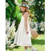 Arshiner Girls Summer Dress Maxi Spaghetti Strap Ruched Flowy Beach Boho Casual Teen Girl Sundress 6-14 Years(White)