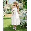 Arshiner Girls Summer Dress Maxi Spaghetti Strap Ruched Flowy Beach Boho Casual Teen Girl Sundress 6-14 Years(White)