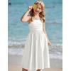 Arshiner Girls Summer Dress Maxi Spaghetti Strap Ruched Flowy Beach Boho Casual Teen Girl Sundress 6-14 Years(White)