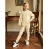 Arshiner Girl’s Sweaters Set 2 Piece Outfits Rib-Knit Sweatsuits Cute Pullover Sweatshirt and Sweatpants Kids Tracksuits(Beige)