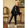 Arshiner Girl’s Sweaters Set 2 Piece Outfits Rib-Knit Sweatsuits Cute Pullover Sweatshirt and Sweatpants Kids Tracksuits(Black)