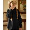 Arshiner Girl’s Sweaters Set 2 Piece Outfits Rib-Knit Sweatsuits Cute Pullover Sweatshirt and Sweatpants Kids Tracksuits(Black)