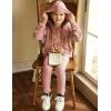 Arshiner Girl’s Sweaters Set 2 Piece Outfits Rib-Knit Sweatsuits Cute Pullover Sweatshirt and Sweatpants Kids Tracksuits(Grey Pink)