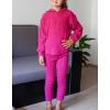 Arshiner Girl’s Sweaters Set 2 Piece Outfits Rib-Knit Sweatsuits Cute Pullover Sweatshirt and Sweatpants Kids Tracksuits(Hot Pink)