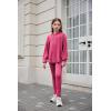 Arshiner Girl’s Sweaters Set 2 Piece Outfits Rib-Knit Sweatsuits Cute Pullover Sweatshirt and Sweatpants Kids Tracksuits(Hot Pink)