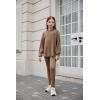 Arshiner Girl’s Sweaters Set 2 Piece Outfits Rib-Knit Sweatsuits Cute Pullover Sweatshirt and Sweatpants Kids Tracksuits(Khaki)