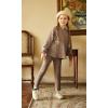 Arshiner Girl’s Sweaters Set 2 Piece Outfits Rib-Knit Sweatsuits Cute Pullover Sweatshirt and Sweatpants Kids Tracksuits(Khaki)