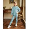 Arshiner Girl’s Sweaters Set 2 Piece Outfits Rib-Knit Sweatsuits Cute Pullover Sweatshirt and Sweatpants Kids Tracksuits(Light Blue)