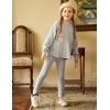 Arshiner Girl’s Sweaters Set 2 Piece Outfits Rib-Knit Sweatsuits Cute Pullover Sweatshirt and Sweatpants Kids Tracksuits(Light Grey)