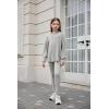 Arshiner Girl’s Sweaters Set 2 Piece Outfits Rib-Knit Sweatsuits Cute Pullover Sweatshirt and Sweatpants Kids Tracksuits(Light Grey)