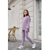 Arshiner Girl’s Sweaters Set 2 Piece Outfits Rib-Knit Sweatsuits Cute Pullover Sweatshirt and Sweatpants Kids Tracksuits(Light Purple)