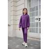 Arshiner Girl’s Sweaters Set 2 Piece Outfits Rib-Knit Sweatsuits Cute Pullover Sweatshirt and Sweatpants Kids Tracksuits(Purple)