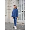 Arshiner Girl’s Sweaters Set 2 Piece Outfits Rib-Knit Sweatsuits Cute Pullover Sweatshirt and Sweatpants Kids Tracksuits(Royal Blue)