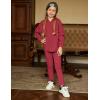 Arshiner Girl’s Sweaters Set 2 Piece Outfits Rib-Knit Sweatsuits Cute Pullover Sweatshirt and Sweatpants Kids Tracksuits(Wine Red)