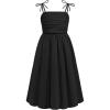 Arshiner Girls Summer Dress Maxi Spaghetti Strap Ruched Flowy Beach Boho Casual Teen Girl Sundress 6-14 Years(Black)