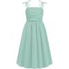 Arshiner Girls Summer Dress Maxi Spaghetti Strap Ruched Flowy Beach Boho Casual Teen Girl Sundress 6-14 Years(Green)
