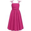 Arshiner Girls Summer Dress Maxi Spaghetti Strap Ruched Flowy Beach Boho Casual Teen Girl Sundress 6-14 Years(Hot Pink)