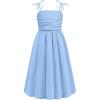 Arshiner Girls Summer Dress Maxi Spaghetti Strap Ruched Flowy Beach Boho Casual Teen Girl Sundress 6-14 Years(Light Blue)