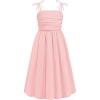 Arshiner Girls Summer Dress Maxi Spaghetti Strap Ruched Flowy Beach Boho Casual Teen Girl Sundress 6-14 Years(Pink)
