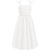 Arshiner Girls Summer Dress Maxi Spaghetti Strap Ruched Flowy Beach Boho Casual Teen Girl Sundress 6-14 Years(White)