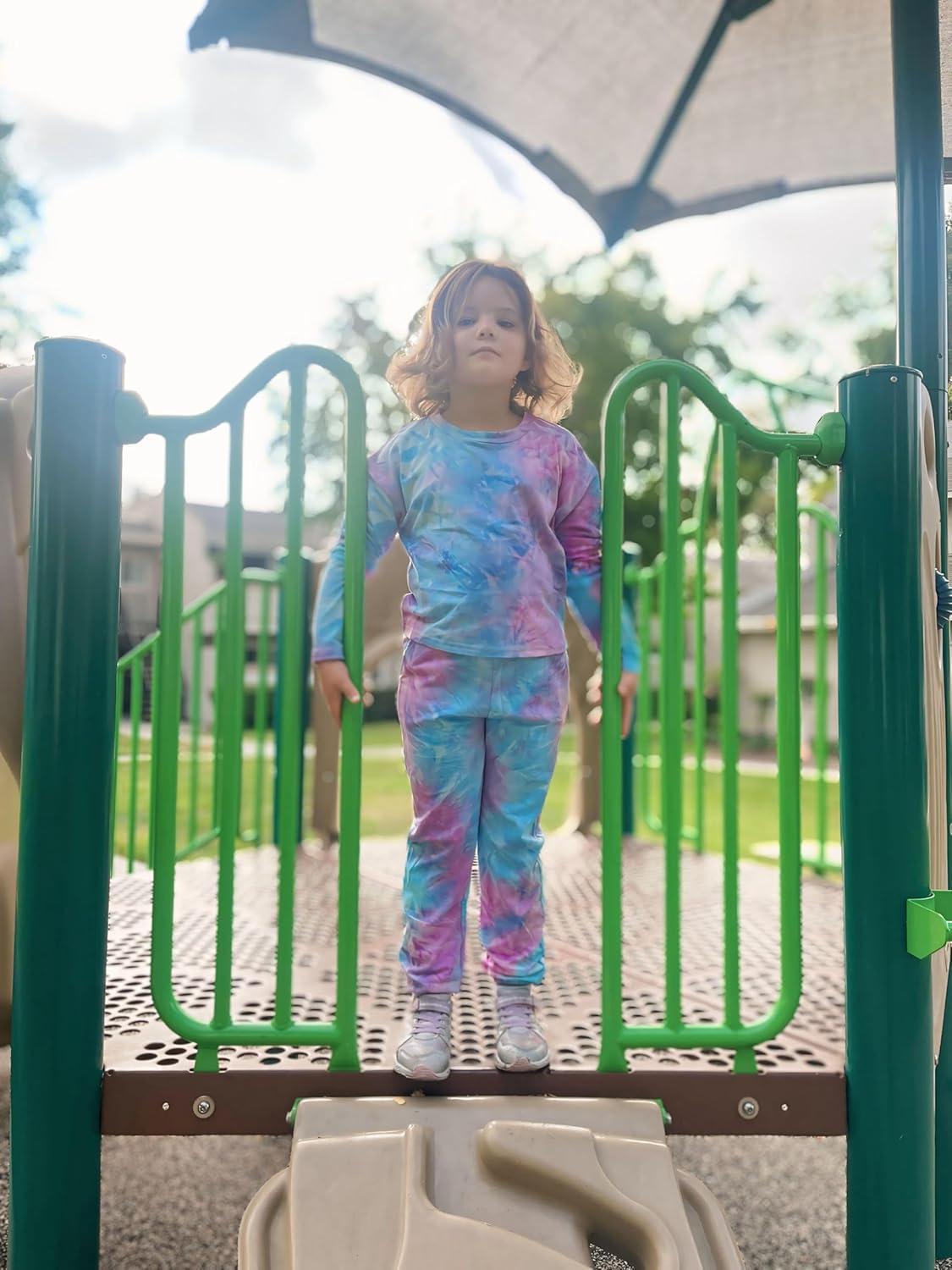 image:imageArshiner Girls 2 Piece Outfits Kids Tie Dye Sweatsuits Set Long Sleeve Shirt and Pants Set Size 514 YBluepurple