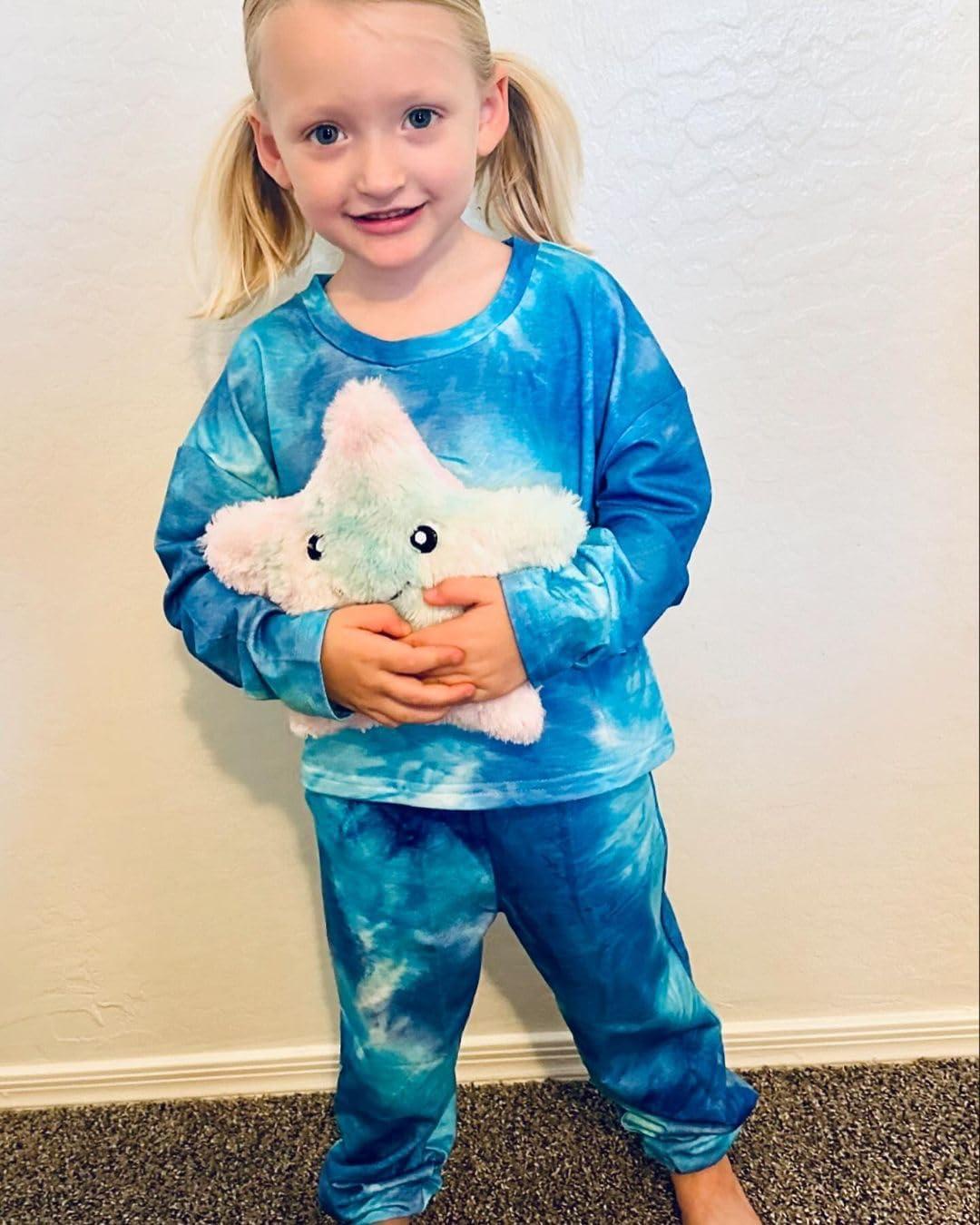 image:imageArshiner Girls 2 Piece Outfits Kids Tie Dye Sweatsuits Set Long Sleeve Shirt and Pants Set Size 514 YBluewhite