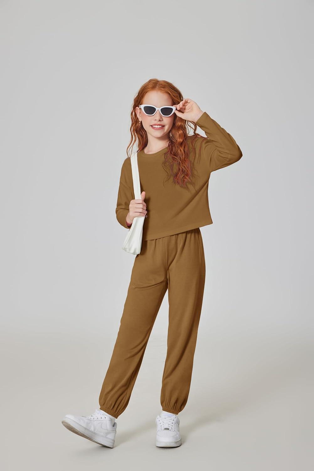 image:imageArshiner Girls 2 Piece Outfits Kids Tie Dye Sweatsuits Set Long Sleeve Shirt and Pants Set Size 514 YBrown