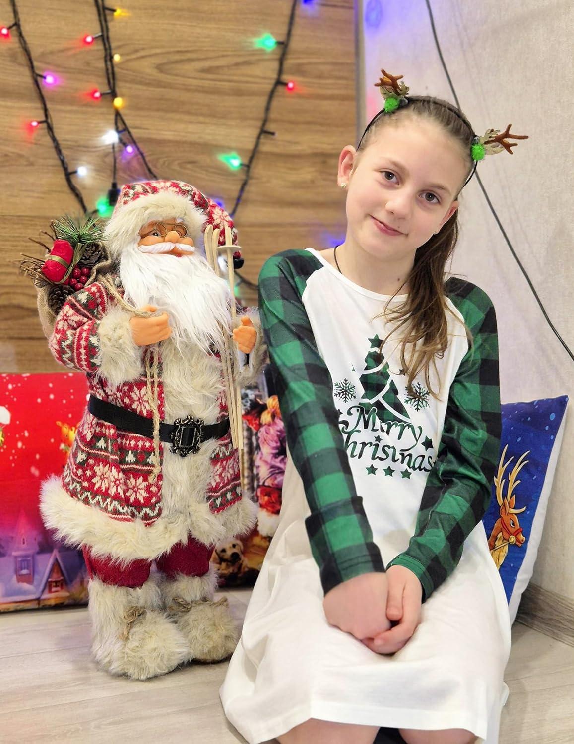 image:imageArshiner Girls Nightgowns Cute Halloween Pajamas Dress Long Sleeve Nightdress NightiesChristmas Green Plaid Tree