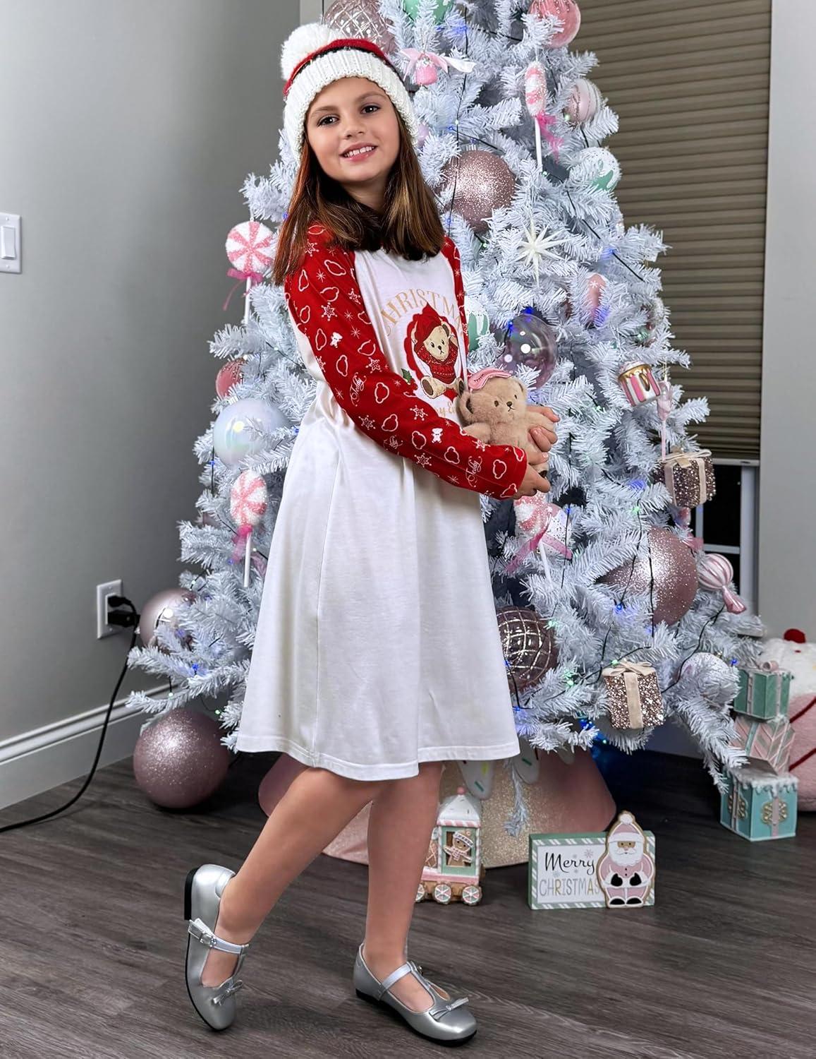 image:imageArshiner Girls Nightgowns Cute Halloween Pajamas Dress Long Sleeve Nightdress NightiesChristmas Red Teddy