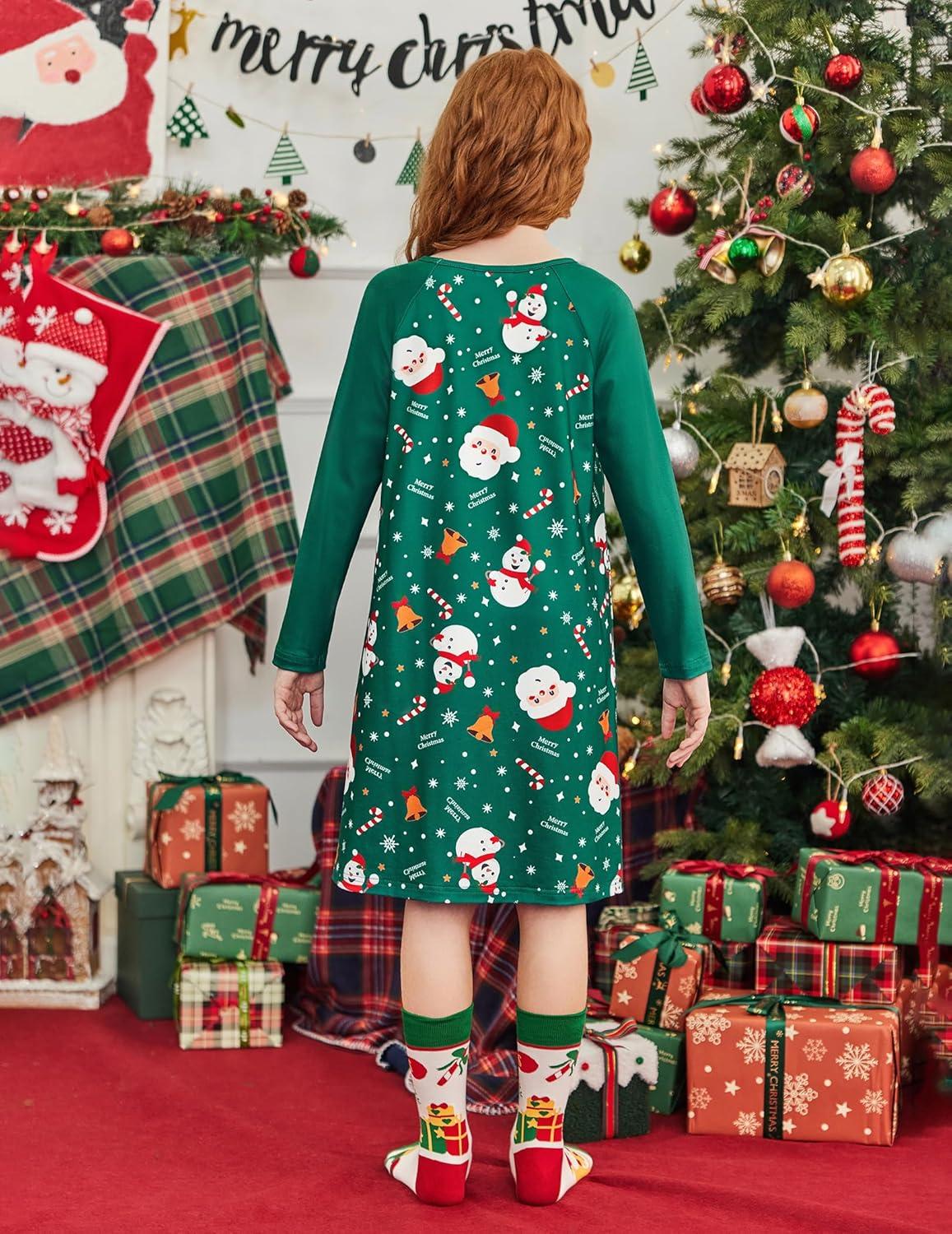 image:imageArshiner Girls Nightgowns Cute Halloween Pajamas Dress Long Sleeve Nightdress NightiesChristmas Santa