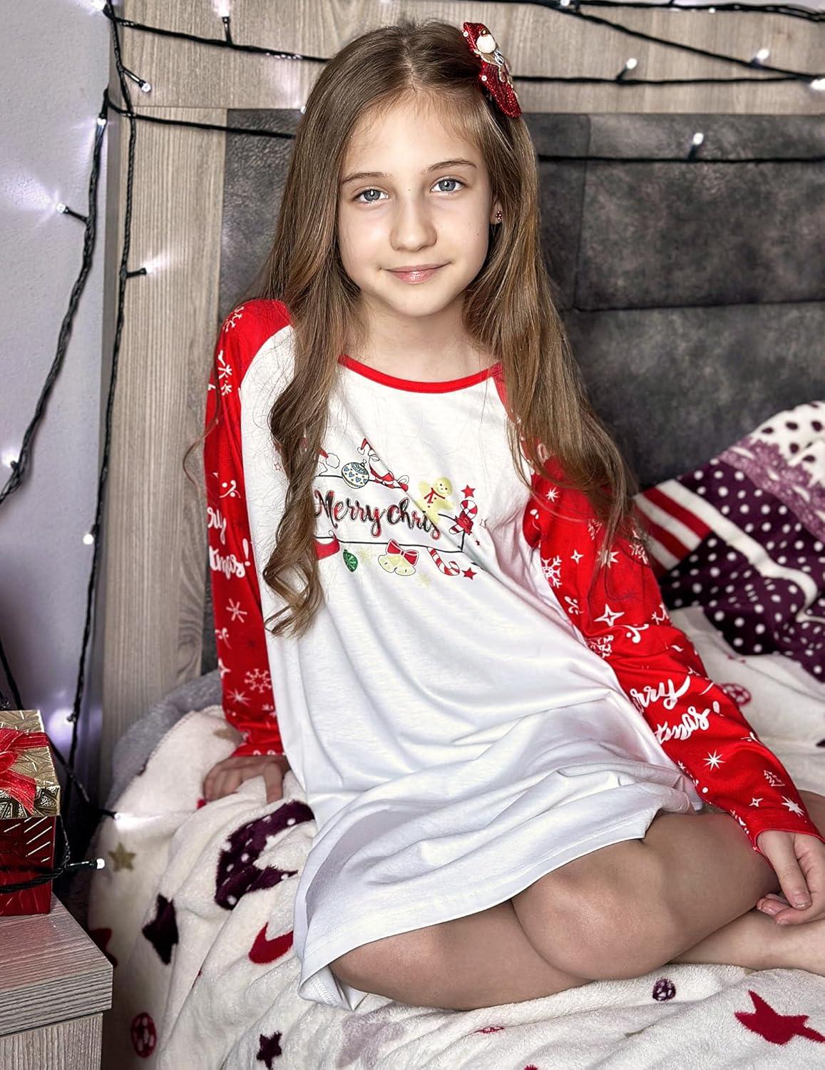 image:imageArshiner Girls Nightgowns Cute Halloween Pajamas Dress Long Sleeve Nightdress NightiesChristmas Snow