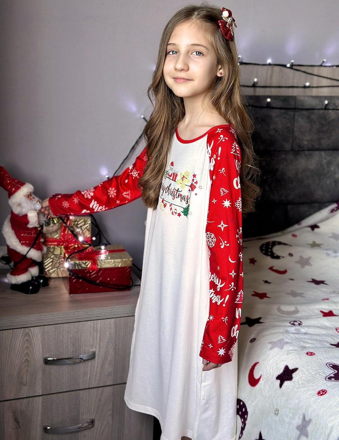 image:imageArshiner Girls Nightgowns Cute Halloween Pajamas Dress Long Sleeve Nightdress NightiesChristmas Snow