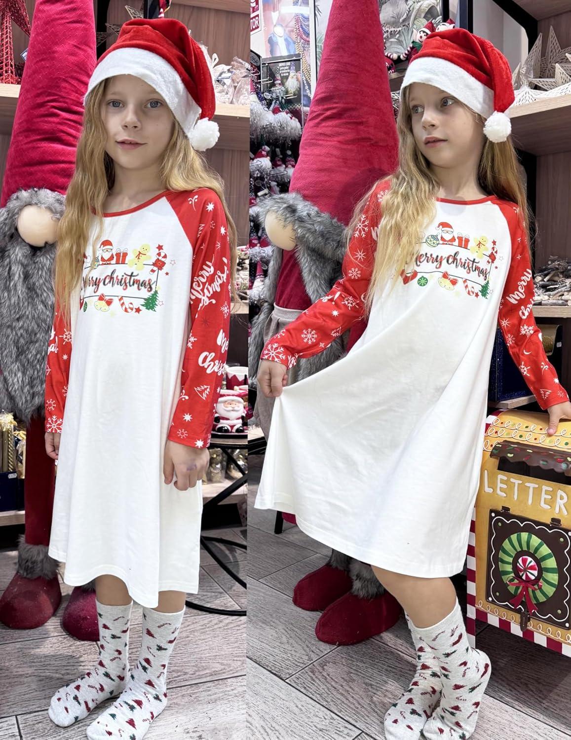 image:imageArshiner Girls Nightgowns Cute Halloween Pajamas Dress Long Sleeve Nightdress NightiesChristmas Snow