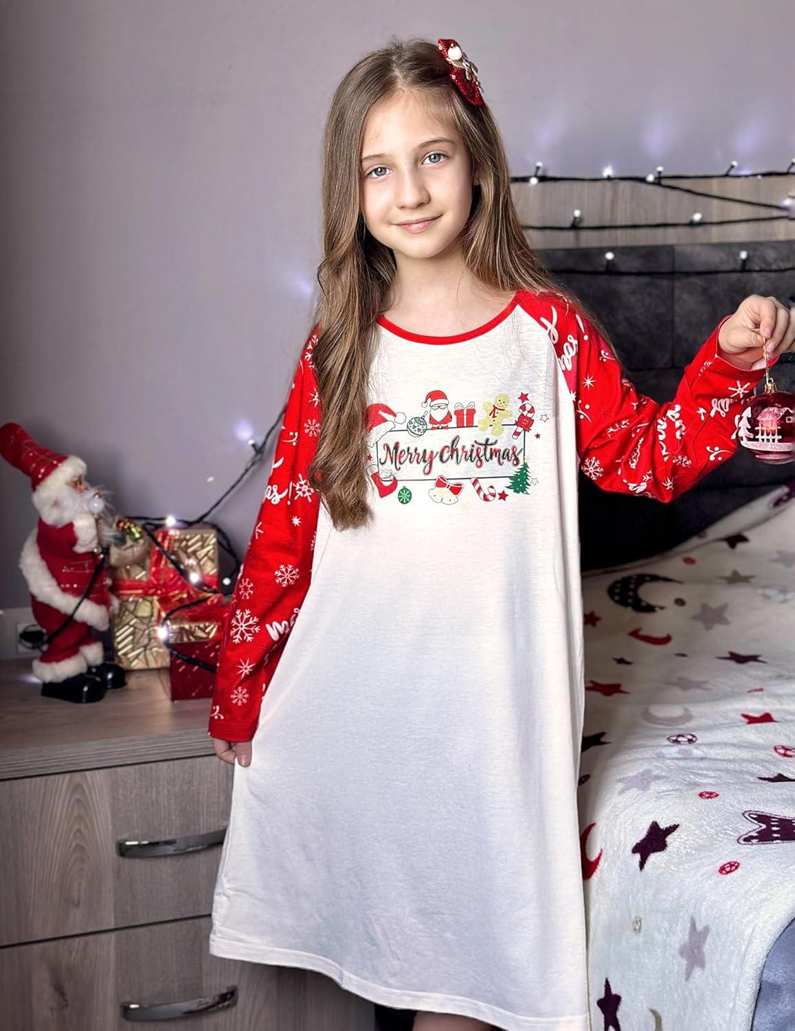 image:imageArshiner Girls Nightgowns Cute Halloween Pajamas Dress Long Sleeve Nightdress NightiesChristmas Snow