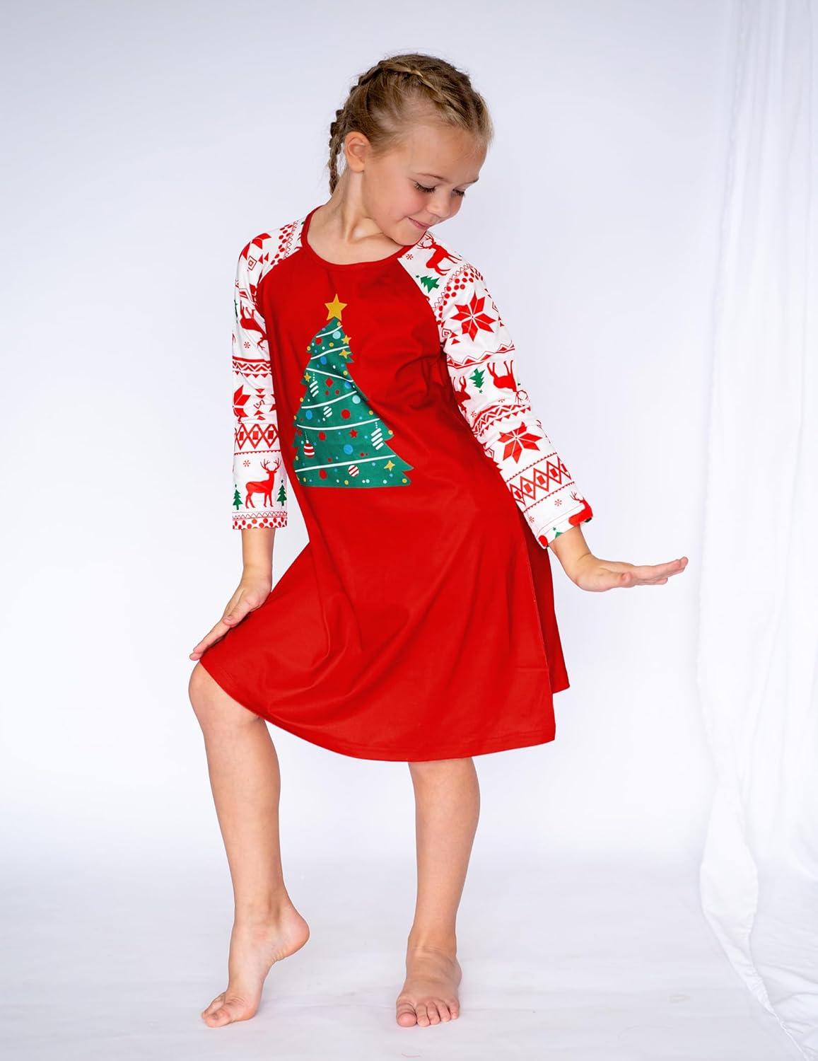 image:imageArshiner Girls Nightgowns Cute Halloween Pajamas Dress Long Sleeve Nightdress NightiesChristmas Tree
